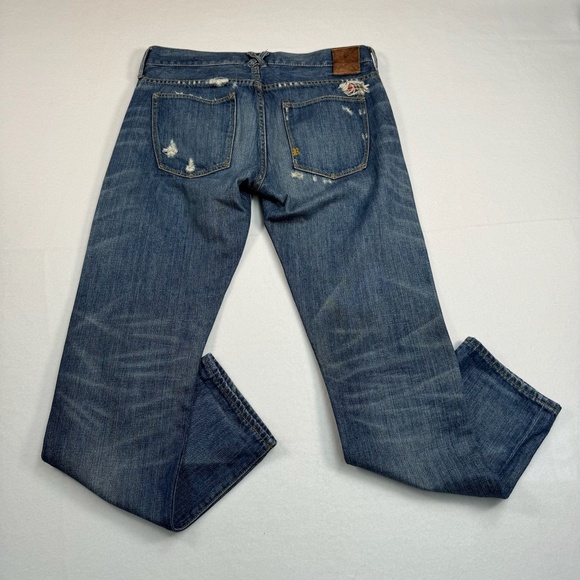 Rugby Ralph Lauren Jeans Size 27 Straight Leg Patch Work Distressed Vintage - Picture 2 of 16